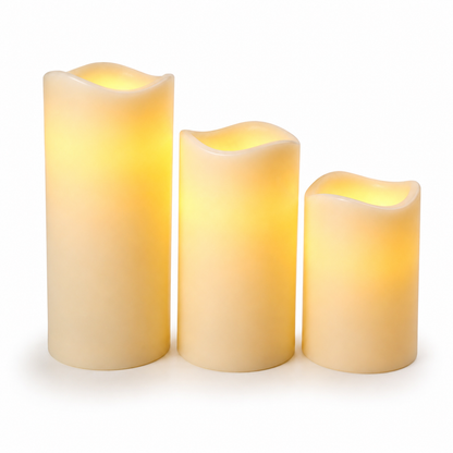 3 ECHTE WACHS-FLAMMENLOSE LED-KERZEN MIT TIMER – 6055 – insgesamt 18 Stück