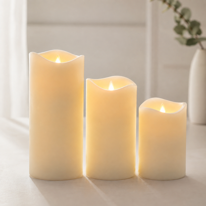 3 ECHTE WACHS-FLAMMENLOSE LED-KERZEN MIT TIMER – 6055 – insgesamt 18 Stück